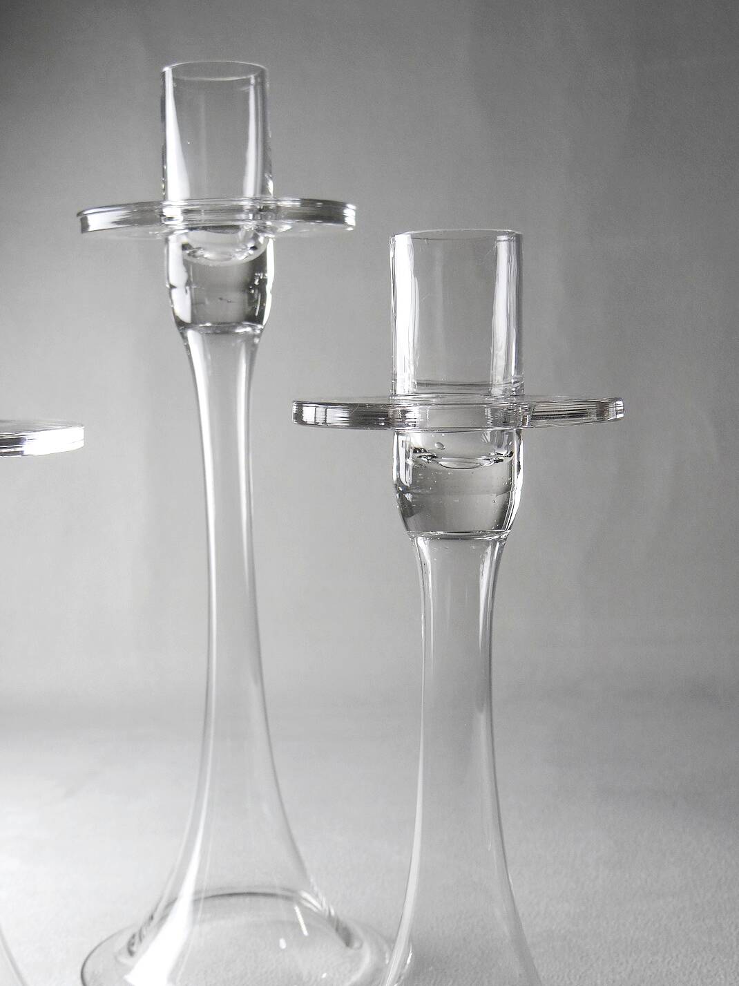 Trois bougeoirs en cristal vintage