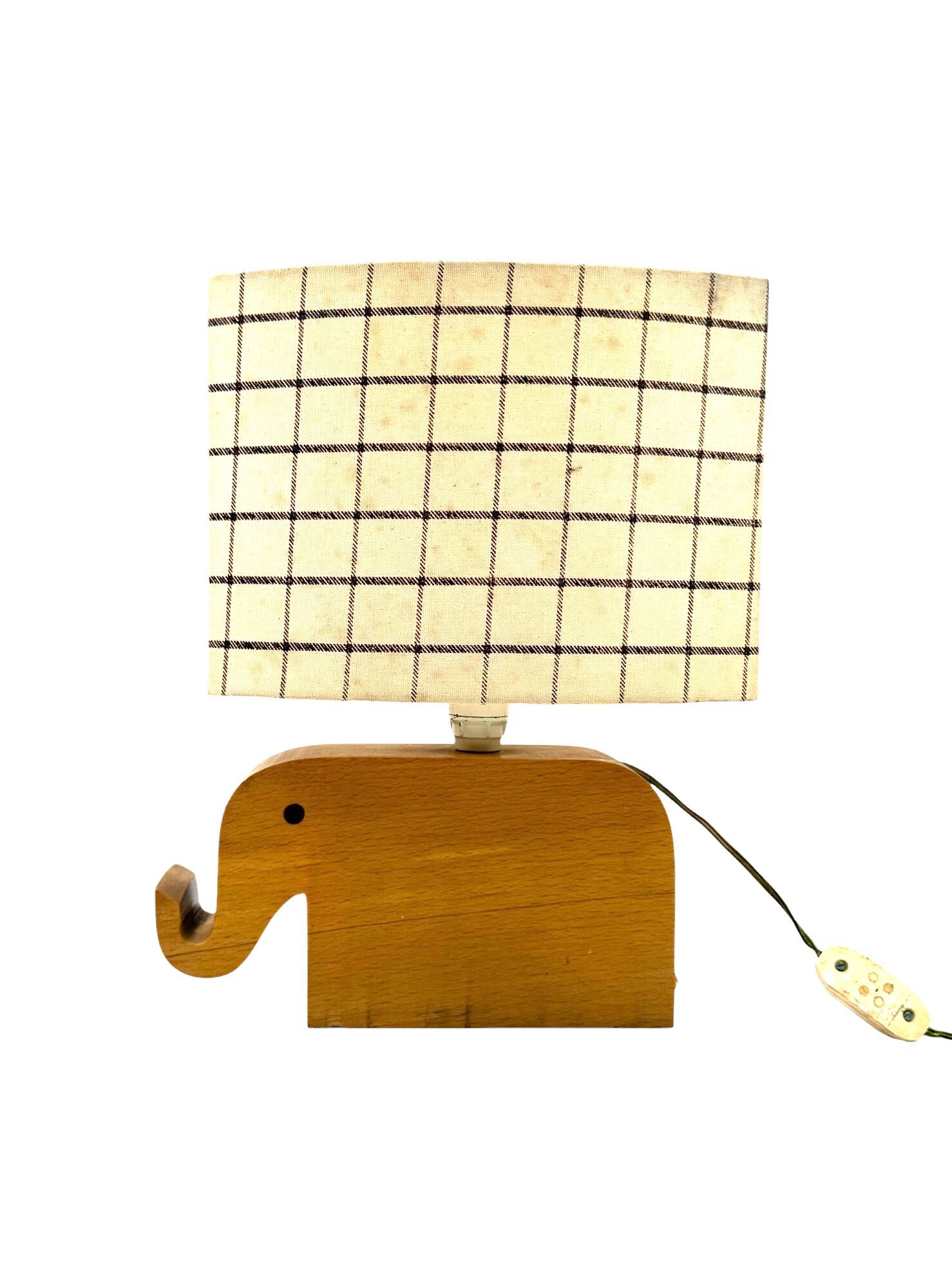 Mid century Modern wood elephant table lamp, Italy circa 1960s