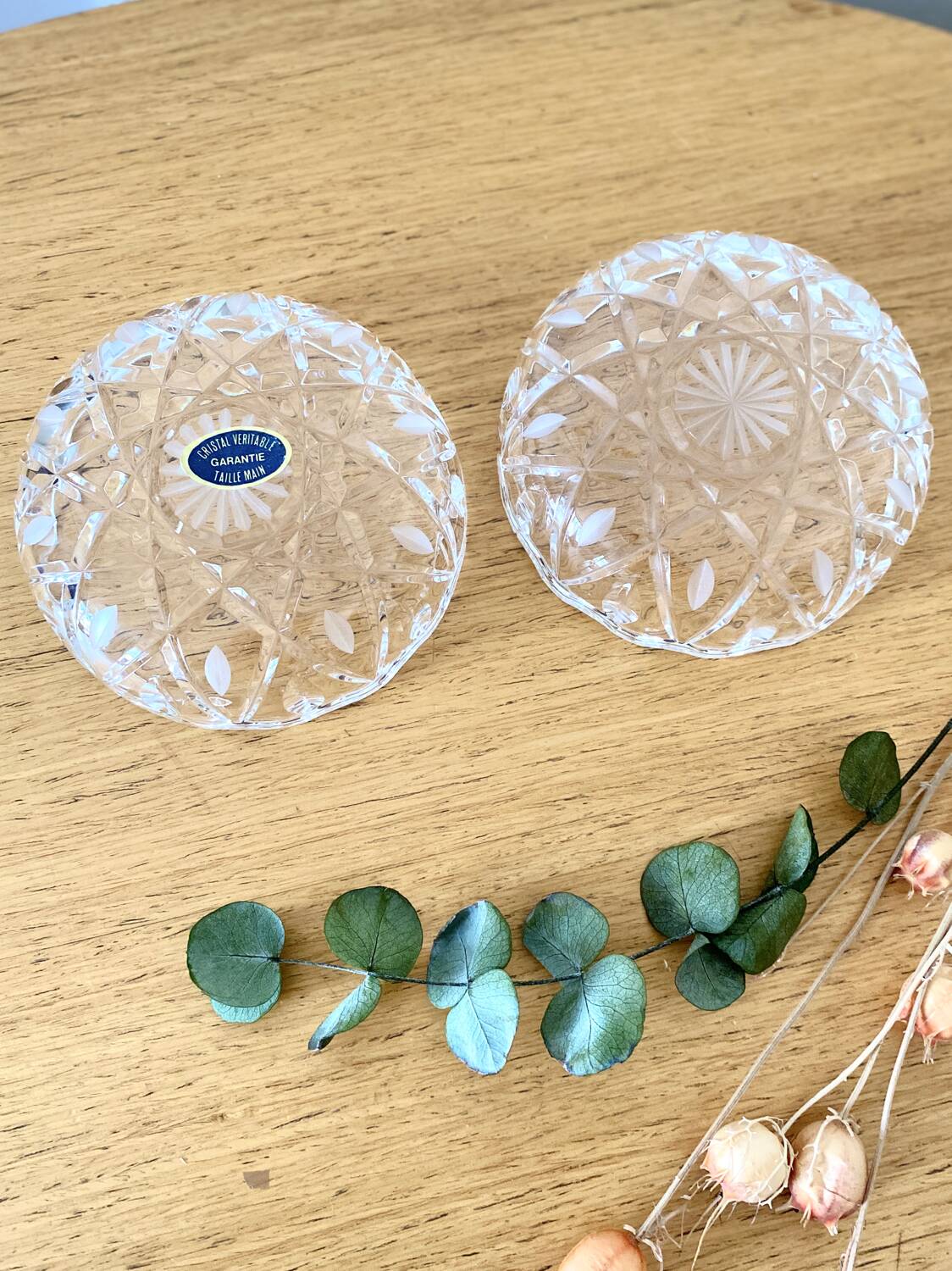 Pair of small real crystal cups