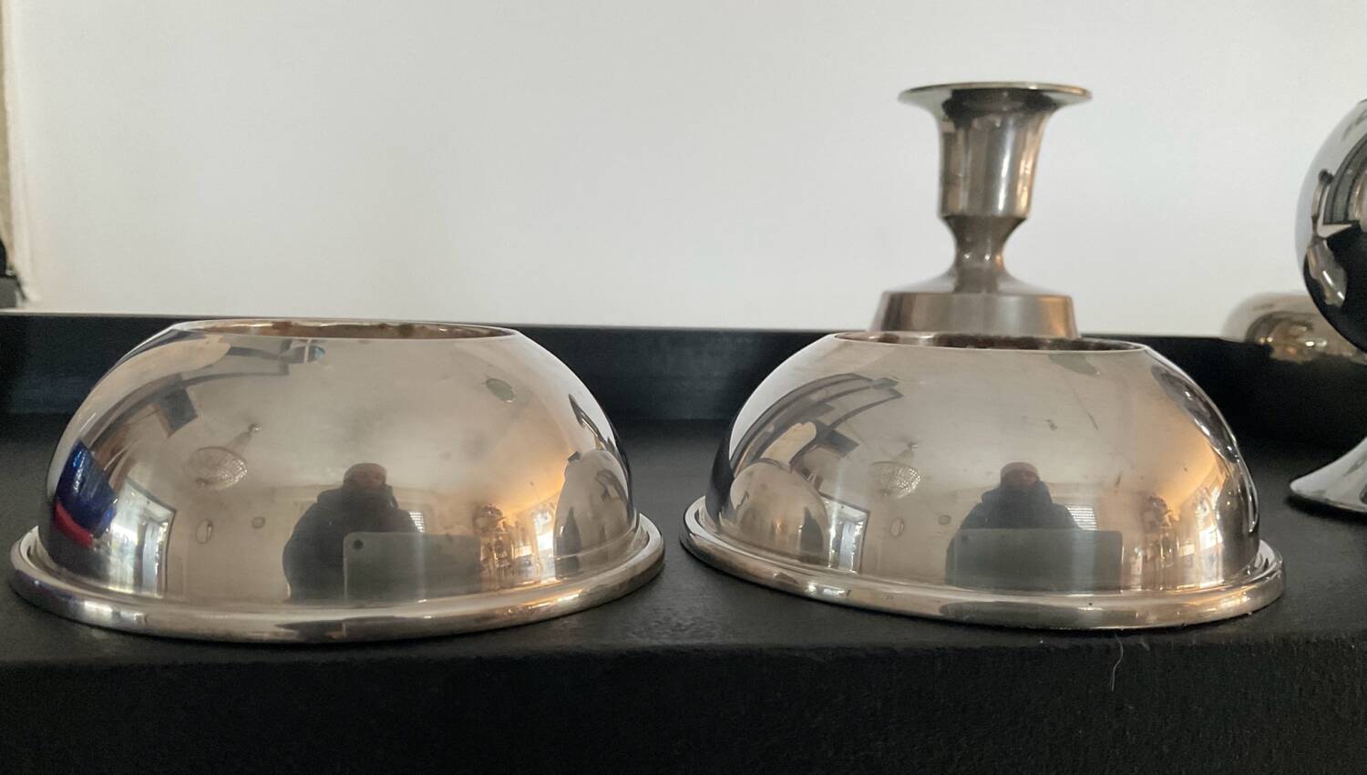 Series of 6 vintage candlesticks in brass and silver metal