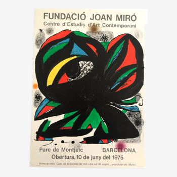 Affiche originale en lithographie de Joan Miro,  Fundació Joan Miró / Opertura, 1975