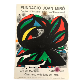 Affiche originale en lithographie de Joan Miro,  Fundació Joan Miró / Opertura, 1975