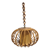 Suspension vintage en rotin 1960
