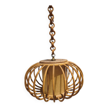 1960s vintage rattan pendant light