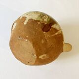 Small Provençal goat jug in creamy white and green enamelled stoneware