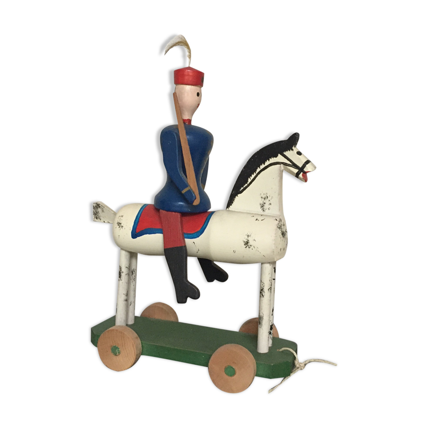 Soldier on wooden horse to shoot