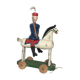 Soldat à cheval en bois à tirer