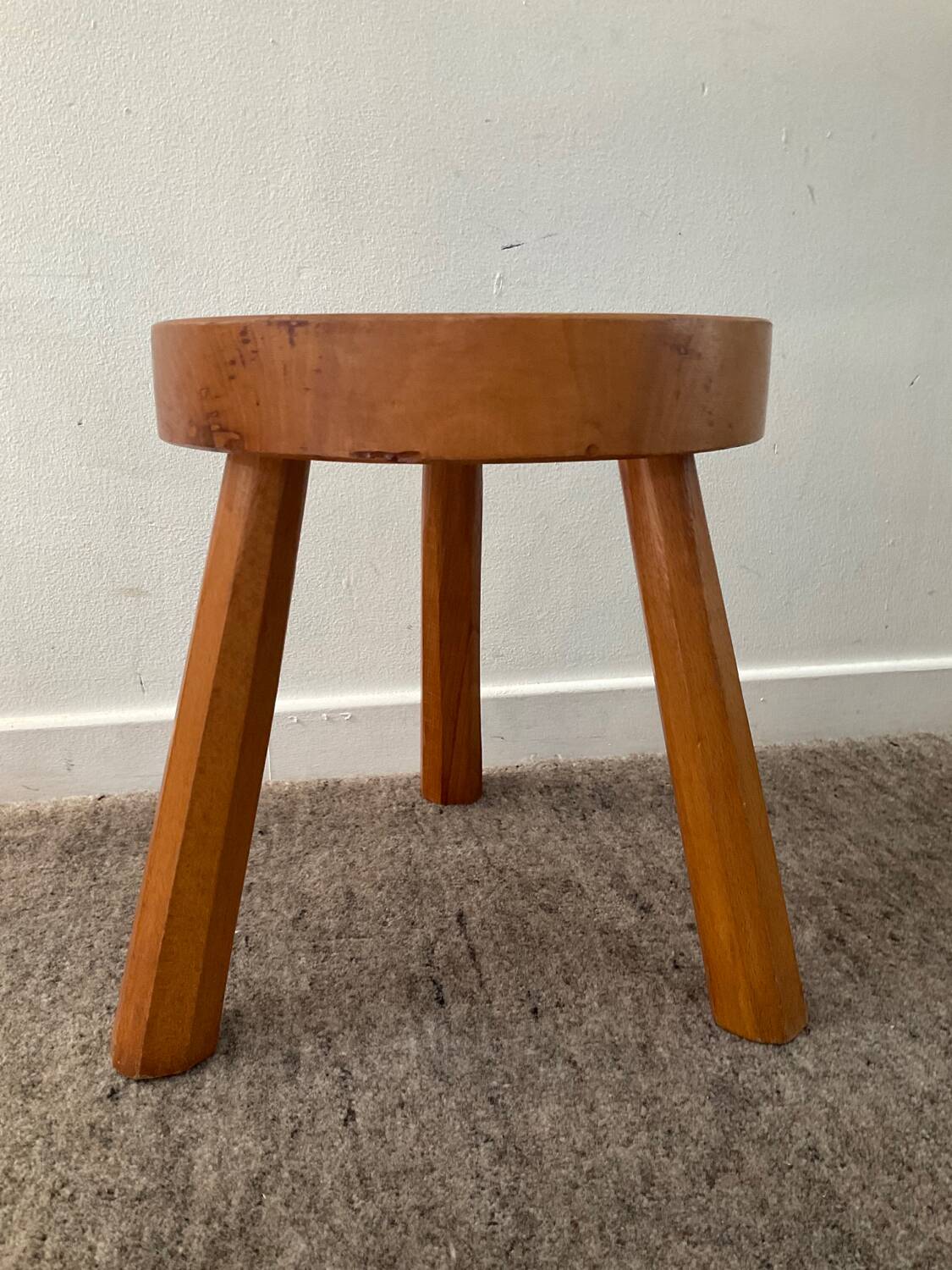Solid pine tripod stool from the 70s