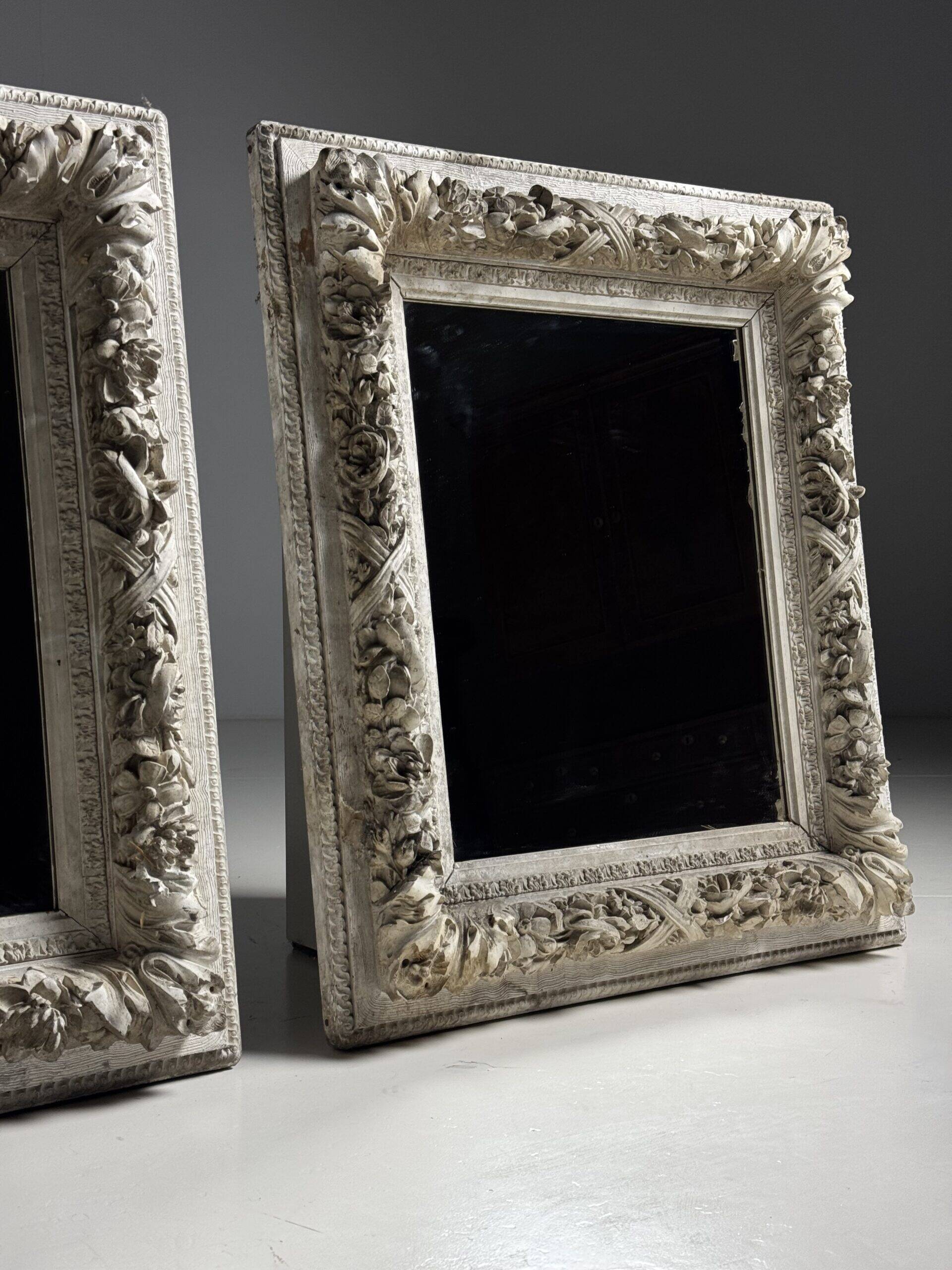 Set of three French mirrors white