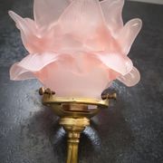 Wall lamp old tulip glass paste pink porcelain / brass art deco art deco 1920 n°2