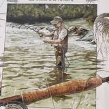 Tableau Image d'Épinal "La Pêche à la Mouche" Olivier Claudon