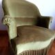 Art Deco green velvet toadstool armchair