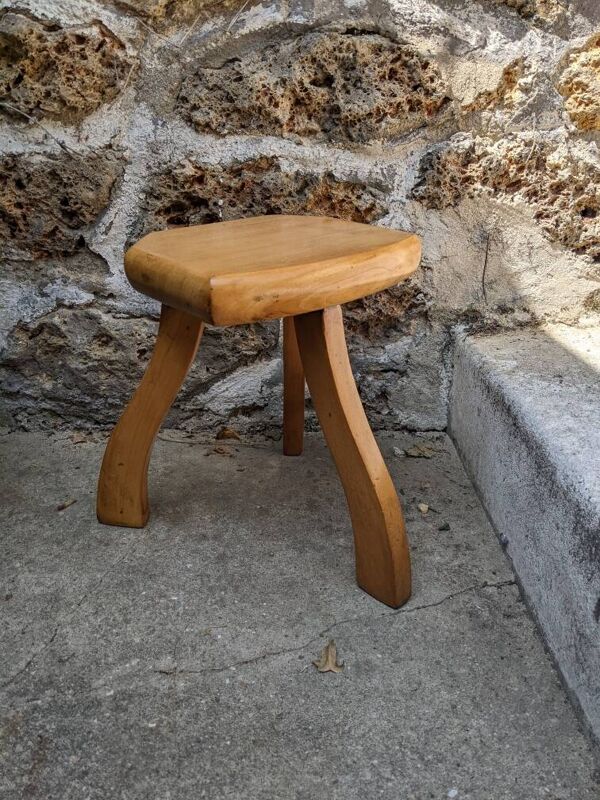 Tabouret tripode porte plante vintage décoration scandinave artisanal slow