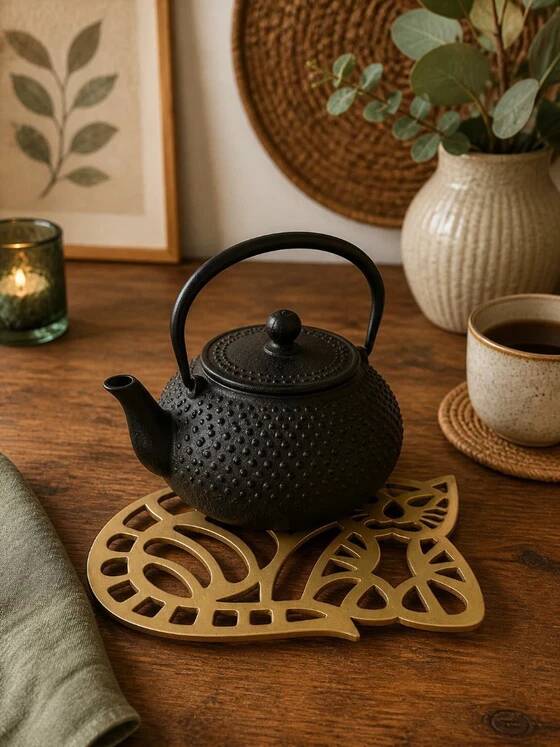 Brass cat trivet 1970