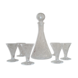 Service Liqueur Lancel Cristal Chiseled Carafe + 6 Glasses