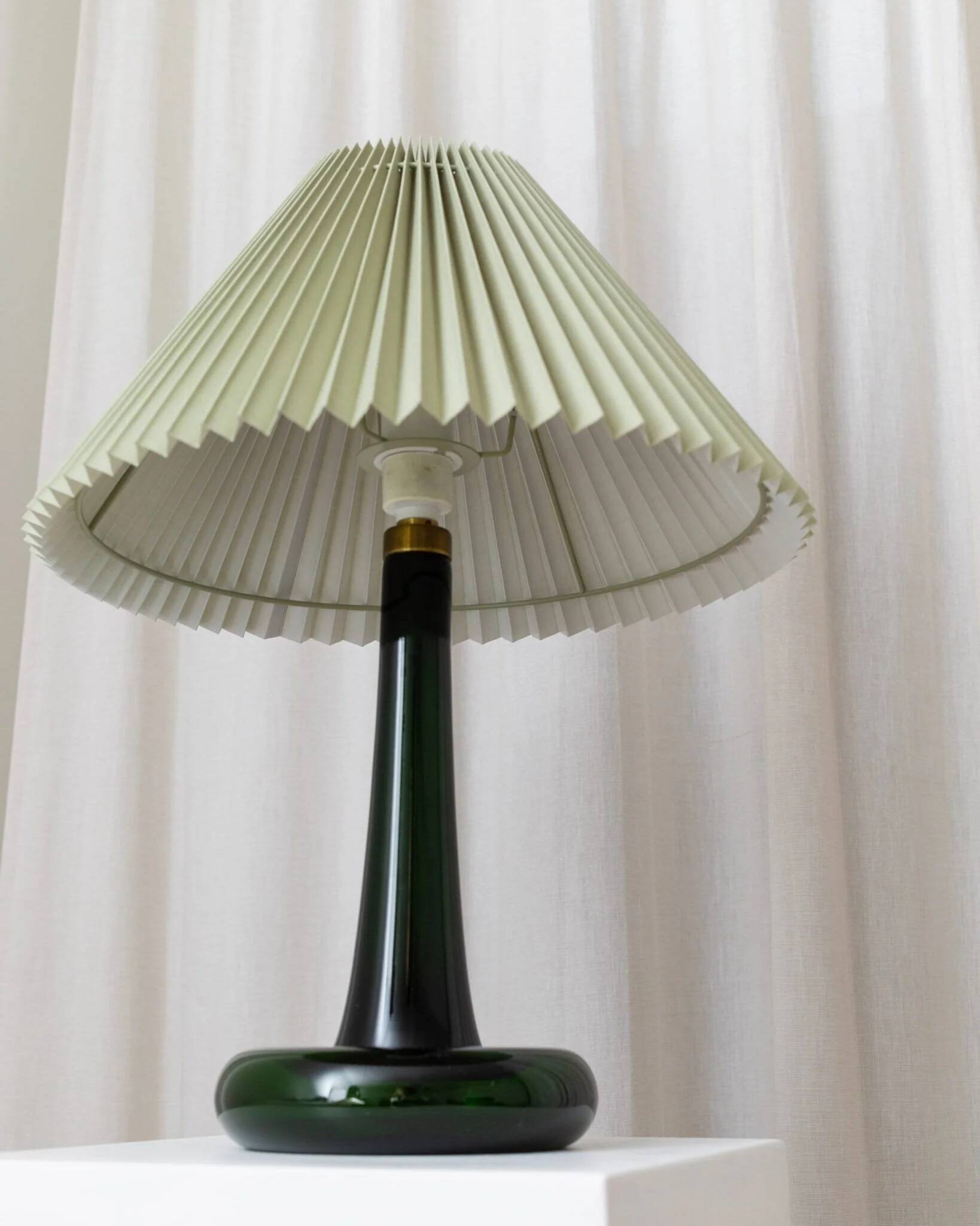 Emerald Green Glass Table Lamp Fleur by Michael Bang for Holmegaard, Danish Mid-Century 1960s