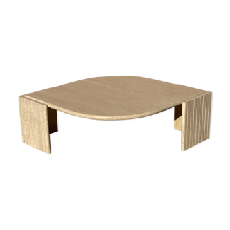 Table basse en marbre de travertin design des années 80