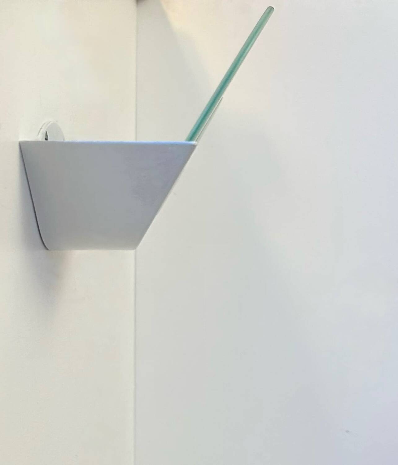 Pair of vintage wall lights, white metal and sandblasted glass, Italy 1970