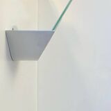 Pair of vintage wall lights, white metal and sandblasted glass, Italy 1970