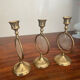 Trio de bougeoirs nacre et laiton