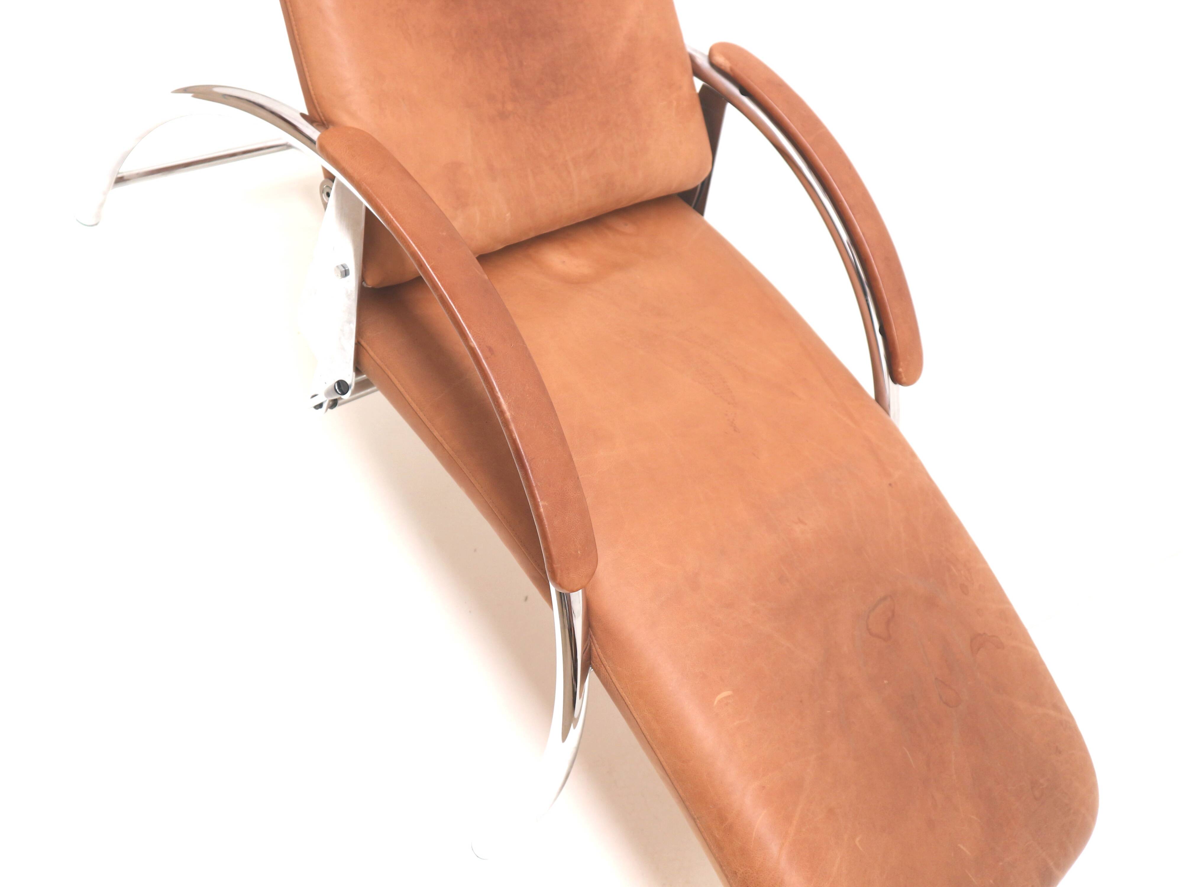 Optima adjustable relax armchair by Ingmar Relling in cognac leather