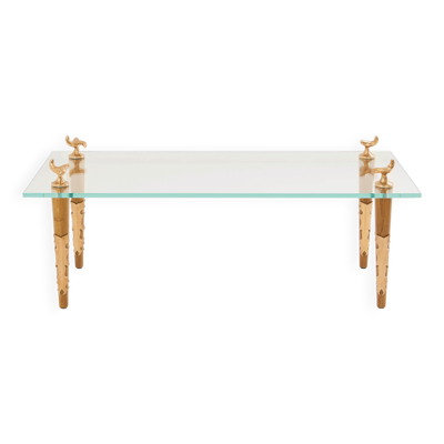 Table basse chêne bronze verre signée Garouste & Bonetti 1995