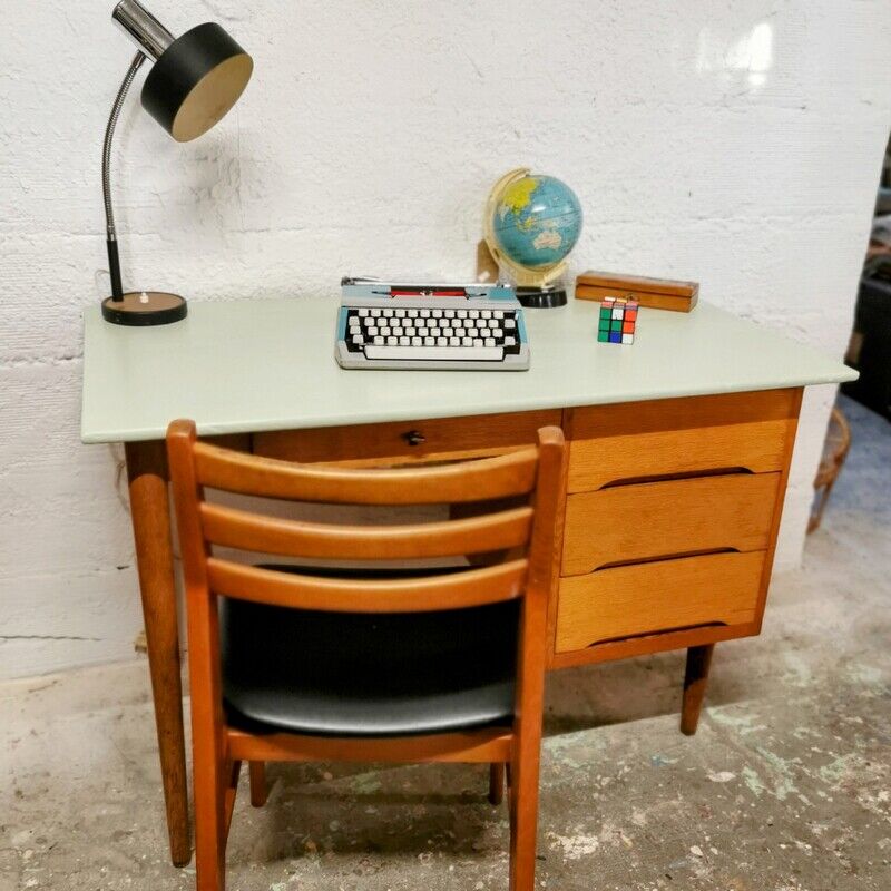 Scandinavian desk in vintage oak