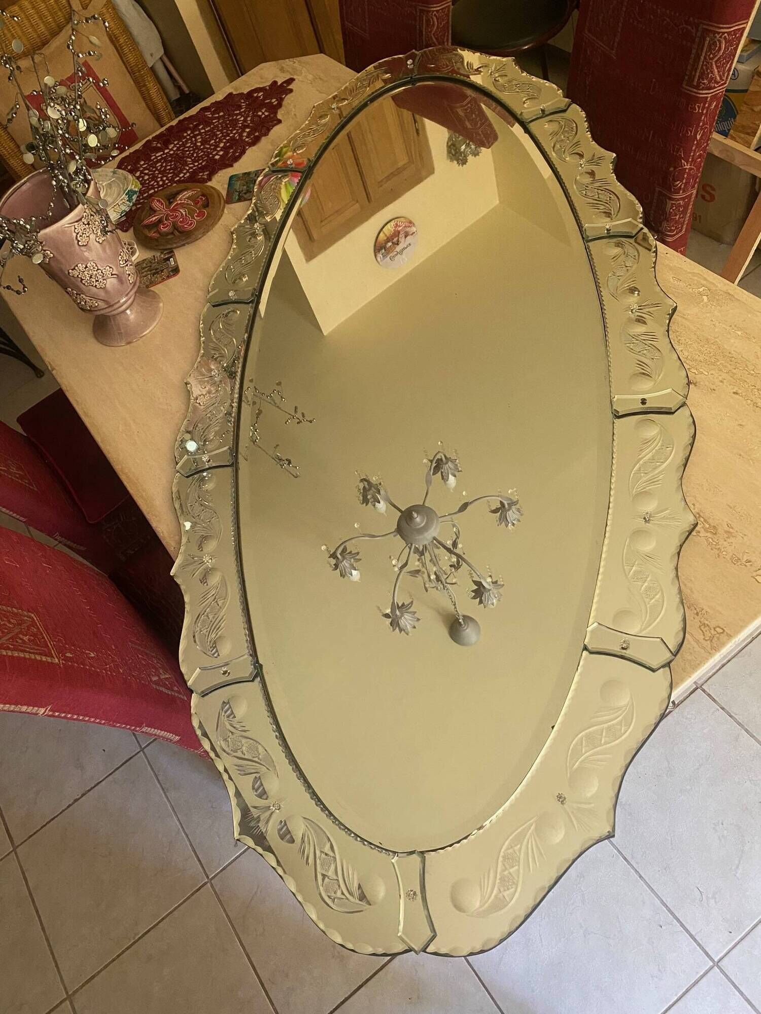 Large Mirror 180cm x 87cm, circa 1960-1970, in the style of Murano.