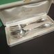 Christofle box – Child's spoon & fork – Silver-plated metal