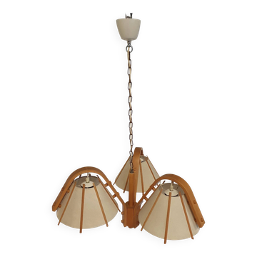 Suspension à trois branches en hêtre courbé et tissu, rare, par J Wickelgren et M Strandang pour Aneta, Suède, années 1970