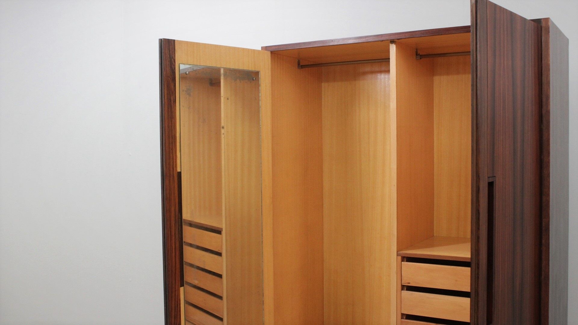 Italian mid century rosewood wardrobe 1950s