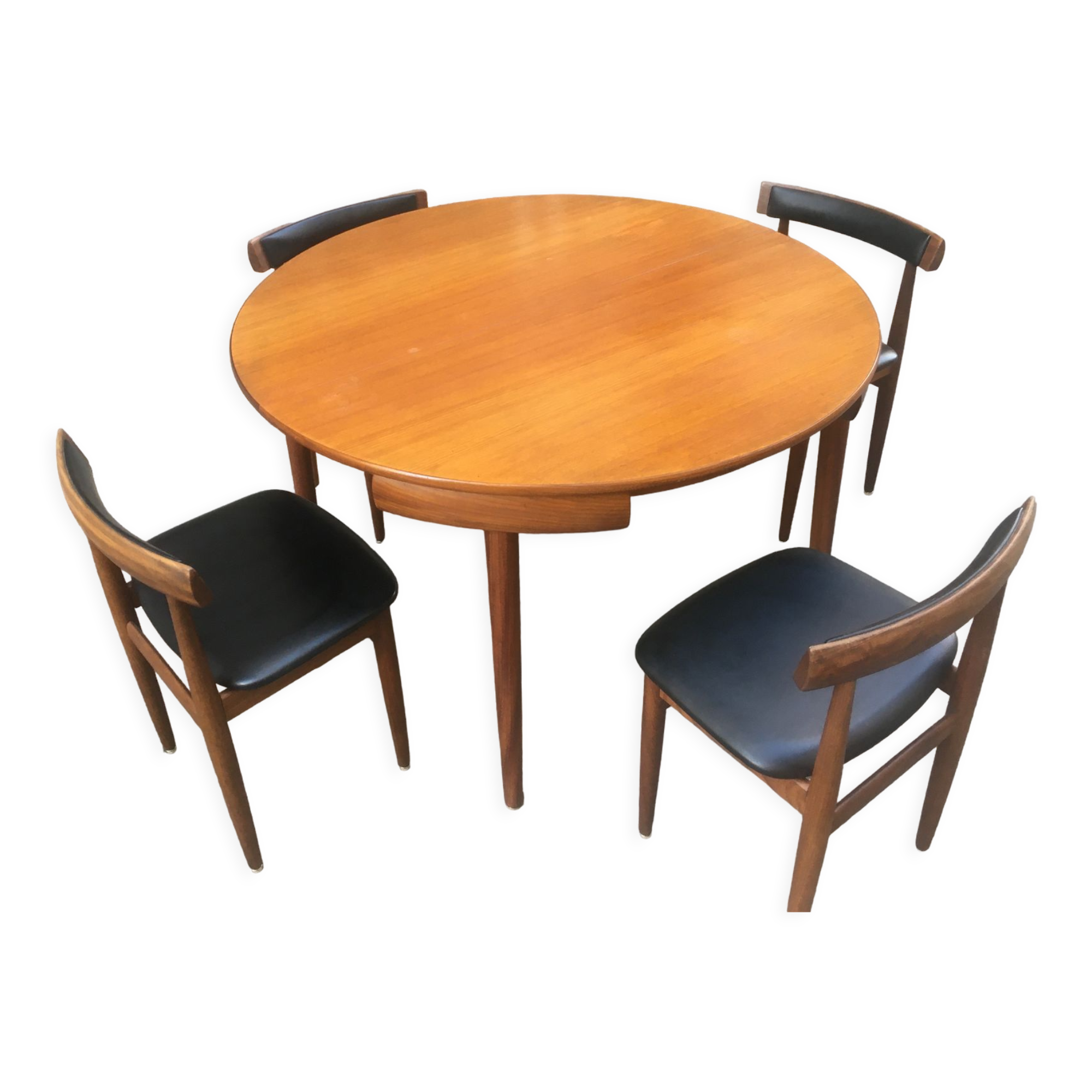 Teak table and chairs by Hans Olsen for Frem Røjle, 1960s