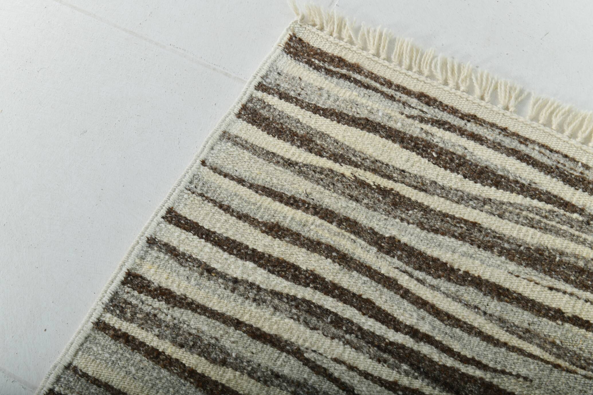 3x11 Brown & Beige Vintage Kilim Runner Rug, 84x330Cm