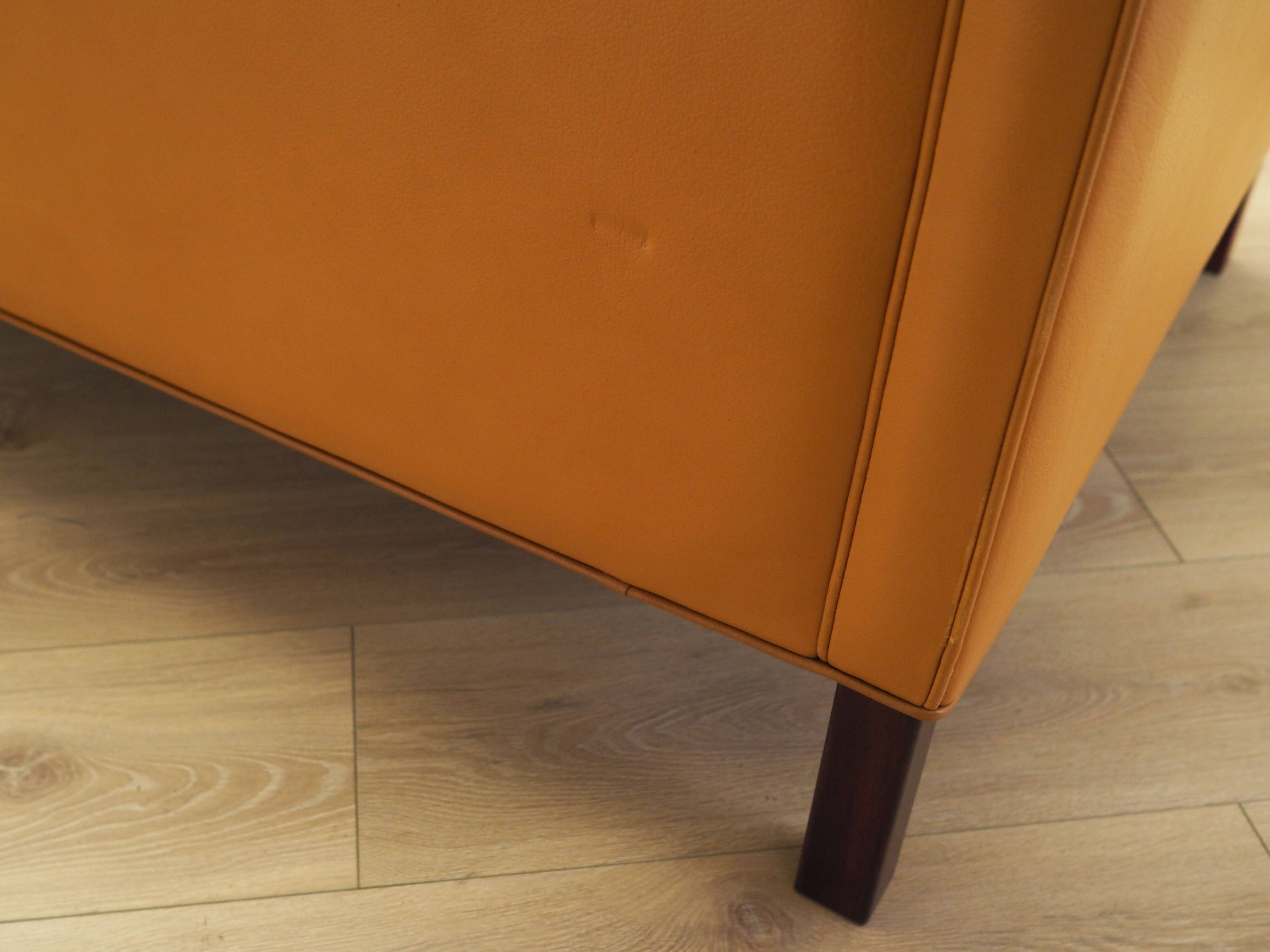 Orange leather sofa, Danish design, 1970s, production: Denmark