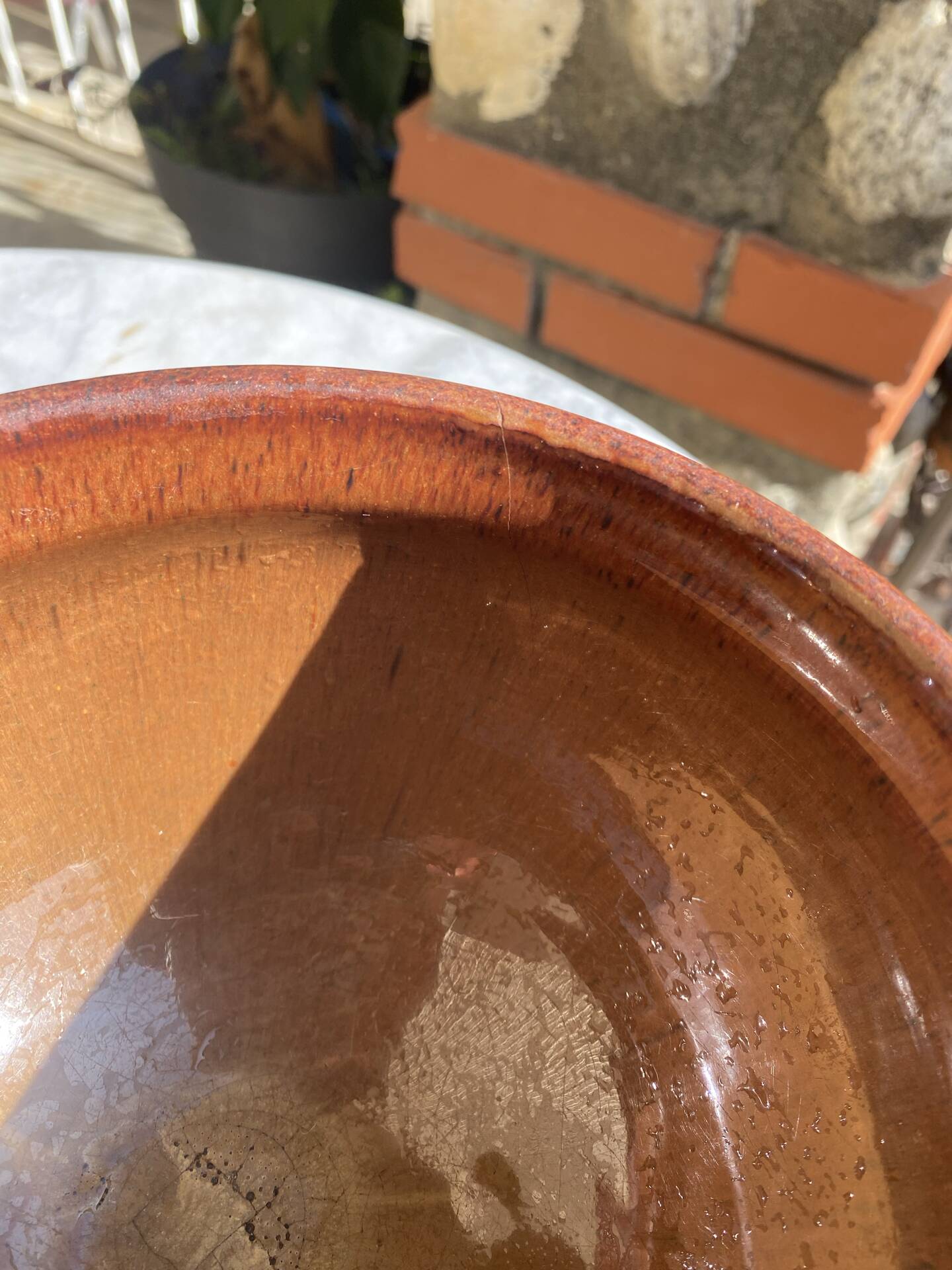 Antique glazed earthenware soup tureen