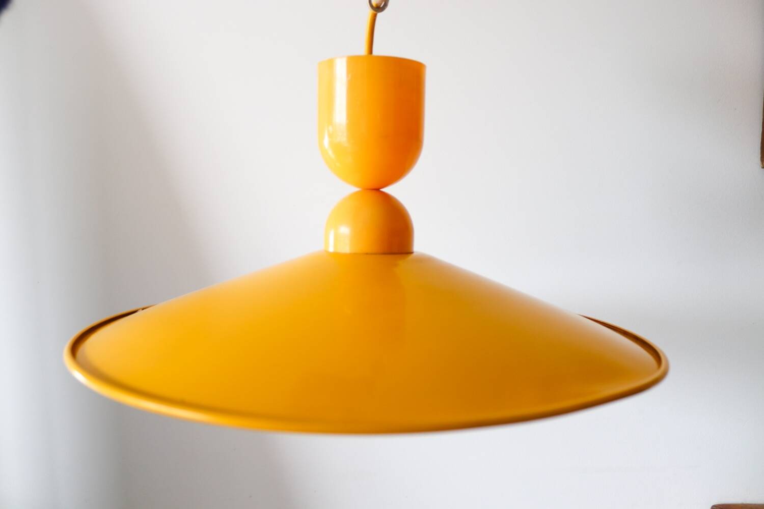 Vintage yellow metal pendant light – 70s