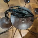 Pair of matte metal chandeliers
