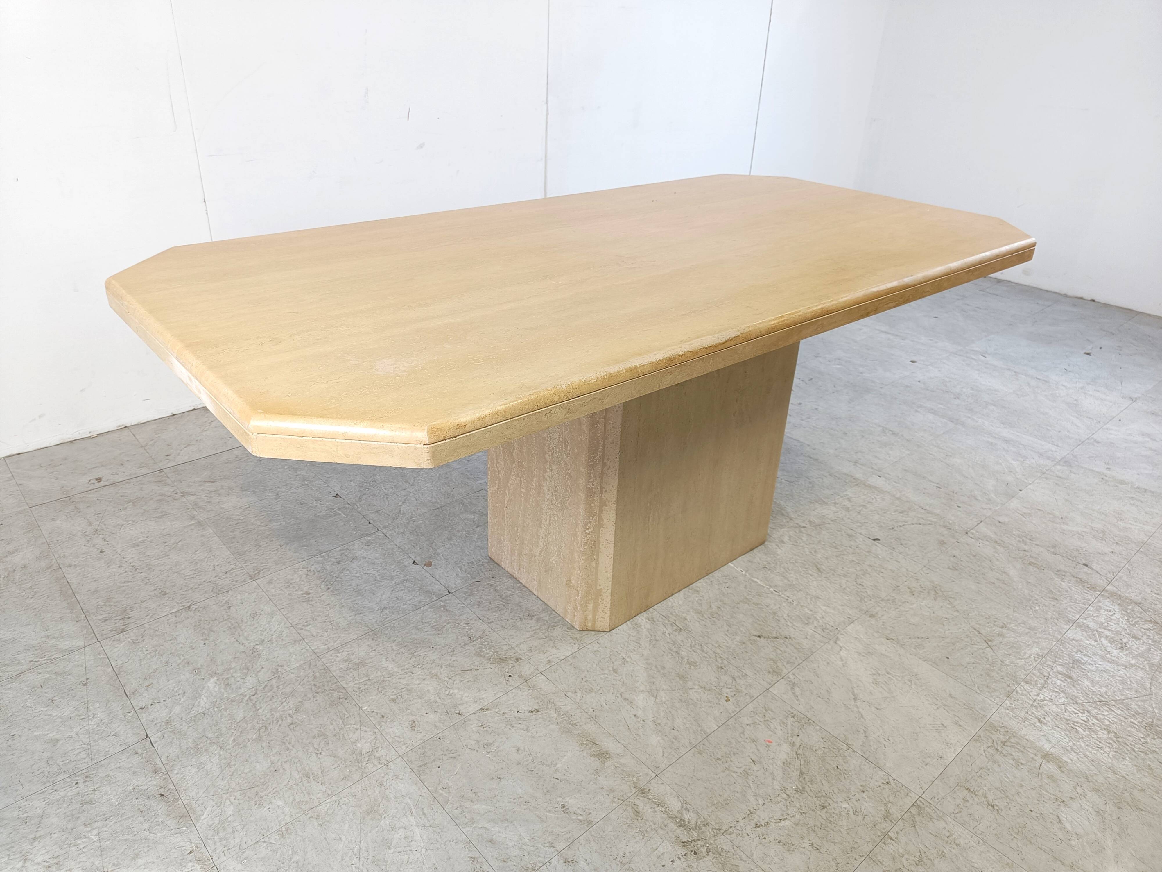 Vintage travertine dining table, 1970s