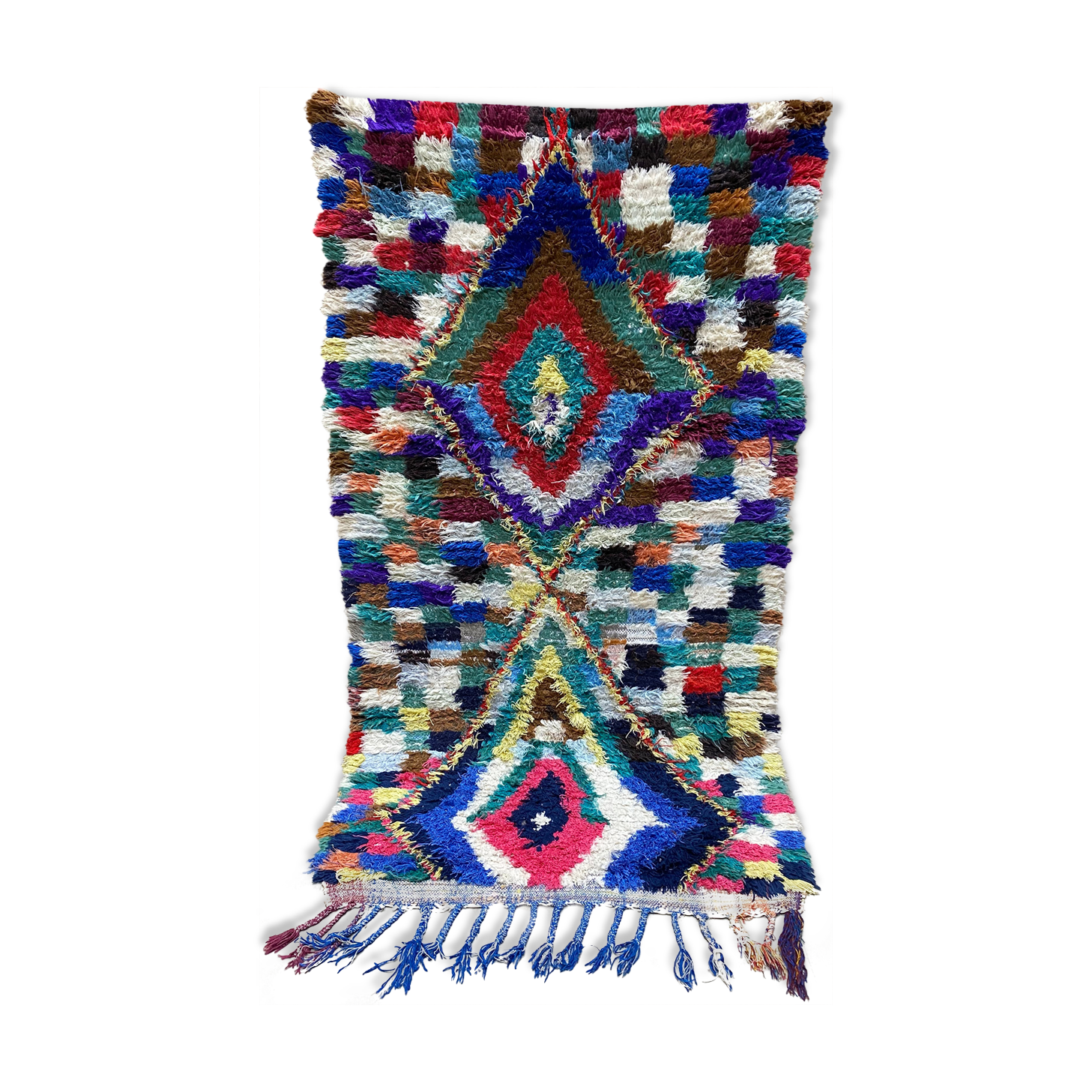 Multicolor carpet in boucherouite fabric 110x200cm