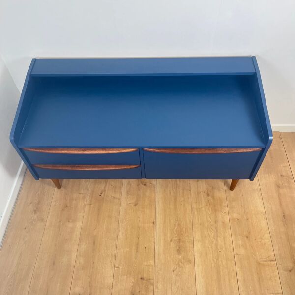Buffet bas bleu nuit et bois, 1960