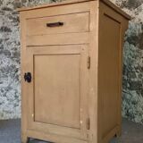 Vintage French Kitchen Work Cabinet - Rustic Painted Pine with Drawer and Cupboard (112 x 70 x 82 cm)