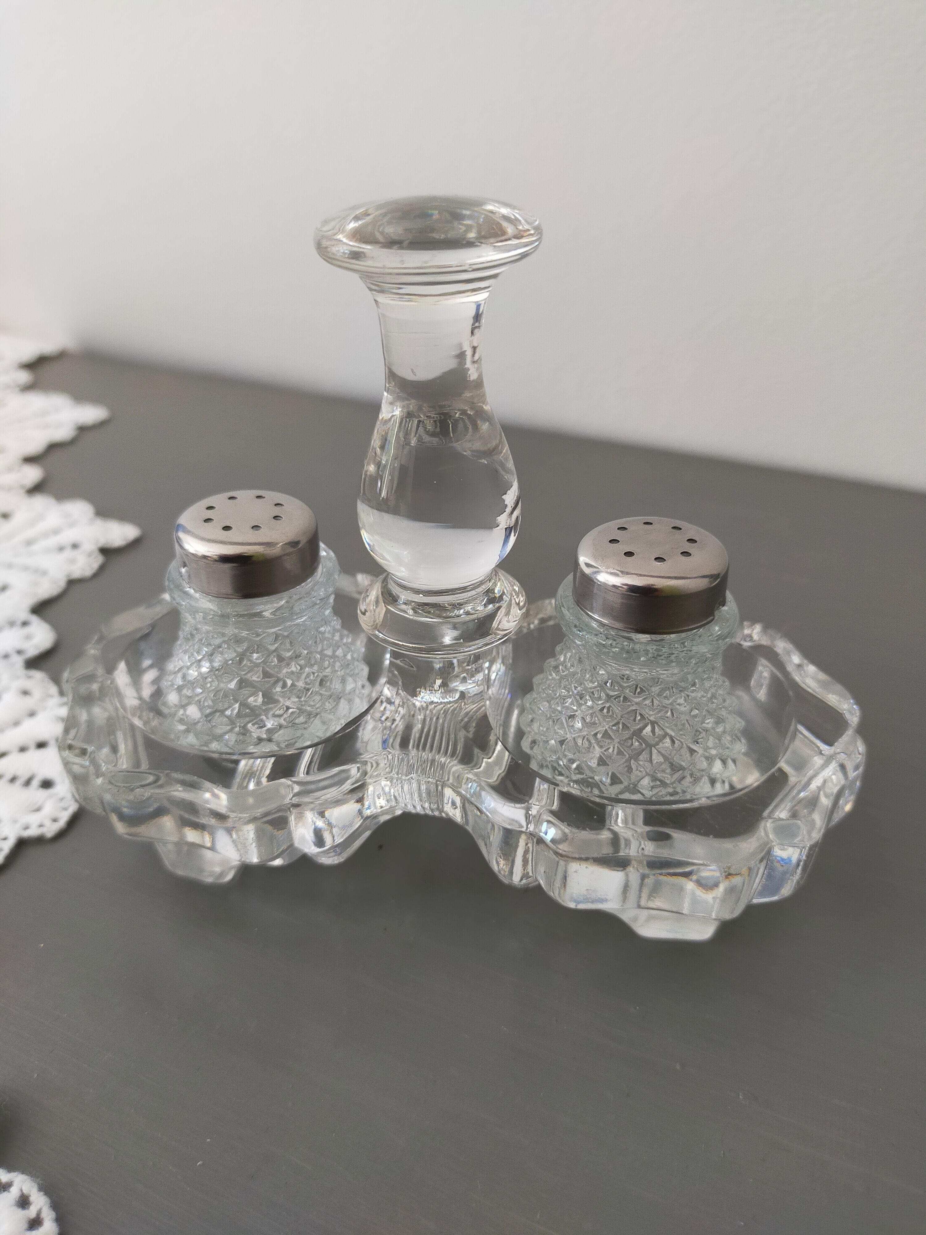 Salt and pepper shaker vintage glass