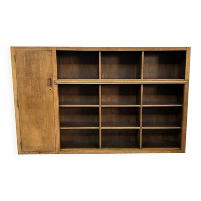 Bibliothèque murale Art Déco XL des années 1930 en chêne, cabinet ouvert, Pays-Bas