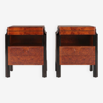 Art Deco Italian Nightstands, 1930s, Set of 2