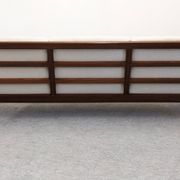 Scandinavian style three-seater sofa in teak, France circa 1950.