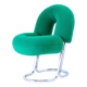 Space Age Italian Modern Desk Chair In Green Velvet and Chromed Metal