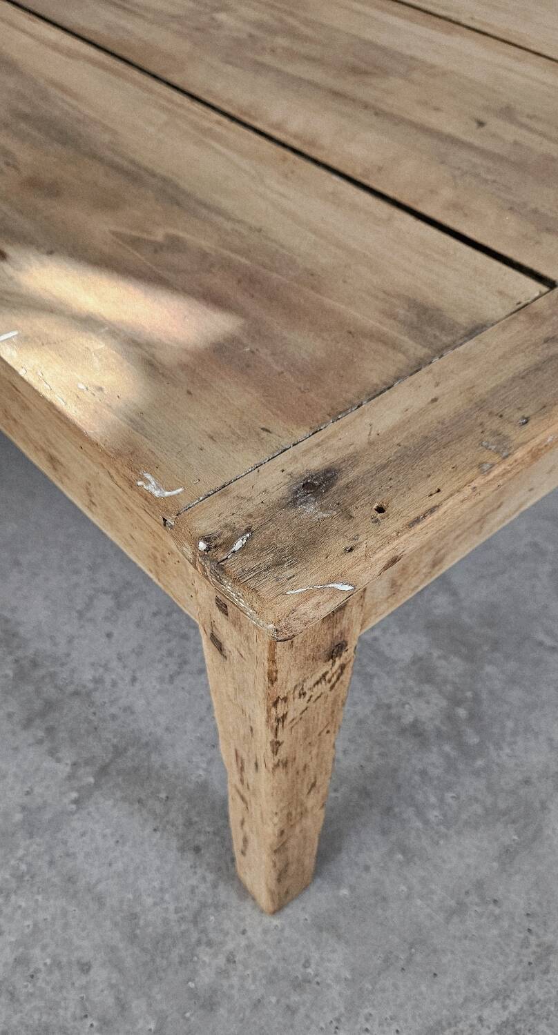 Antique low farmhouse table in beech wood