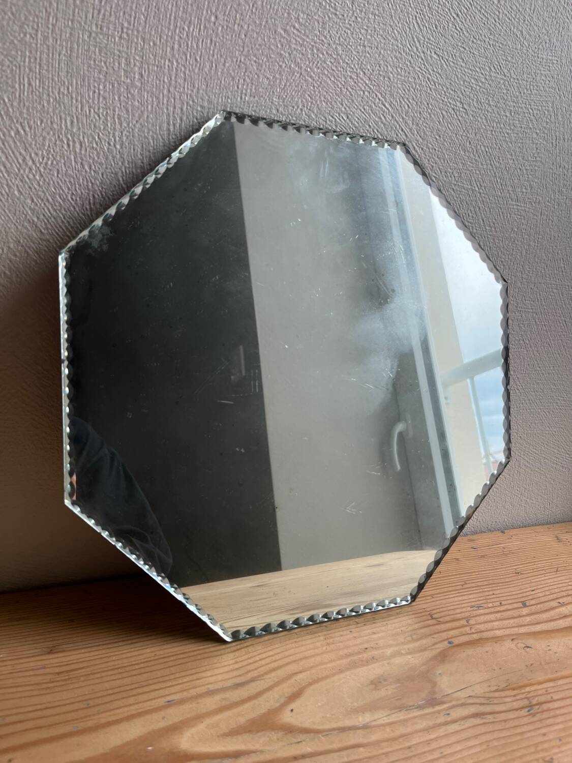 Vintage octagonal beveled mirror