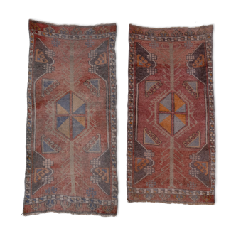 Vintage Turkish Jajim Kilim Runner Rugs, Set of 2 51 x 103 - 50 x 97 cm