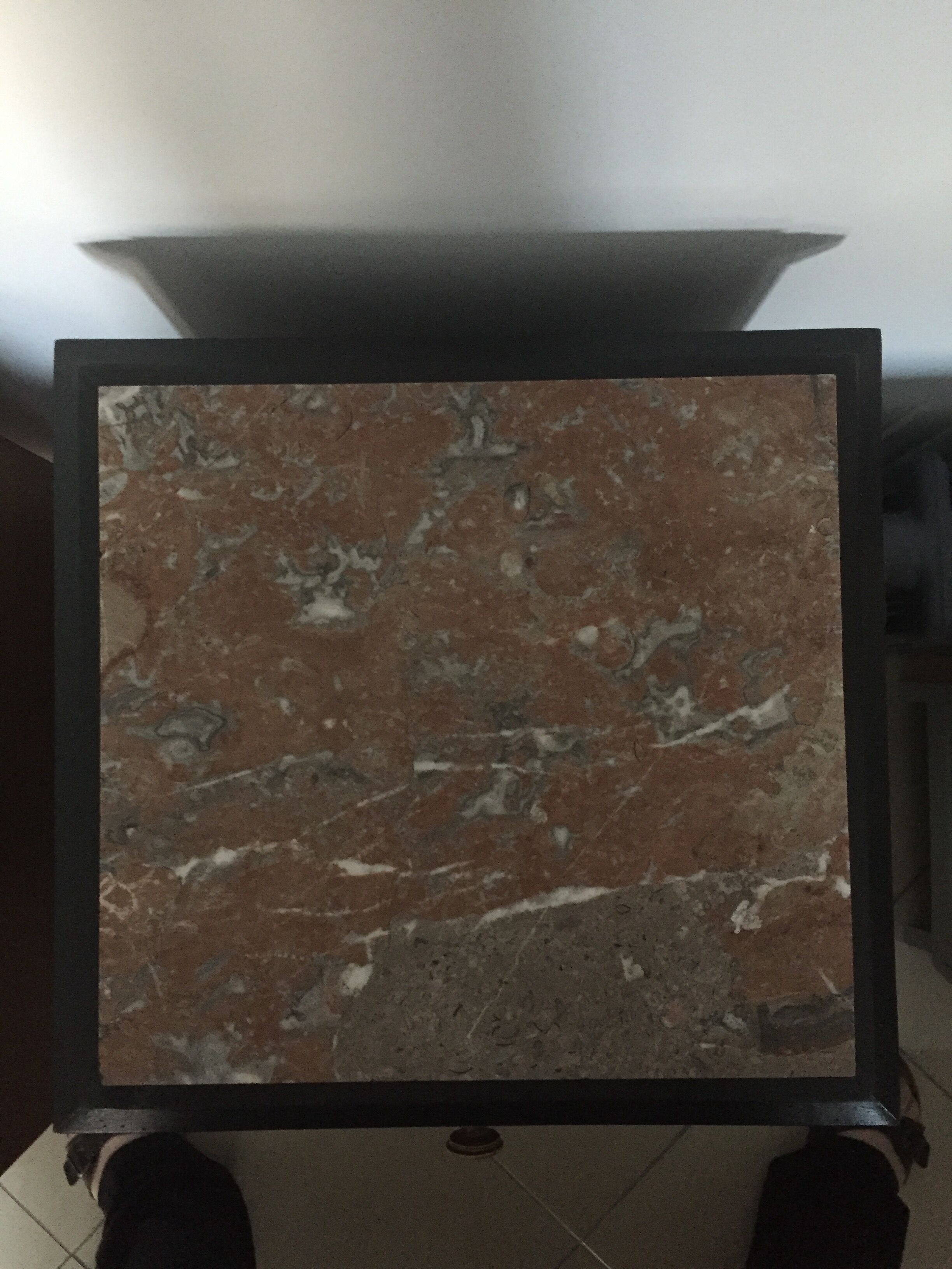 Bedside 1940s wooden and marble grey/bordeaux top